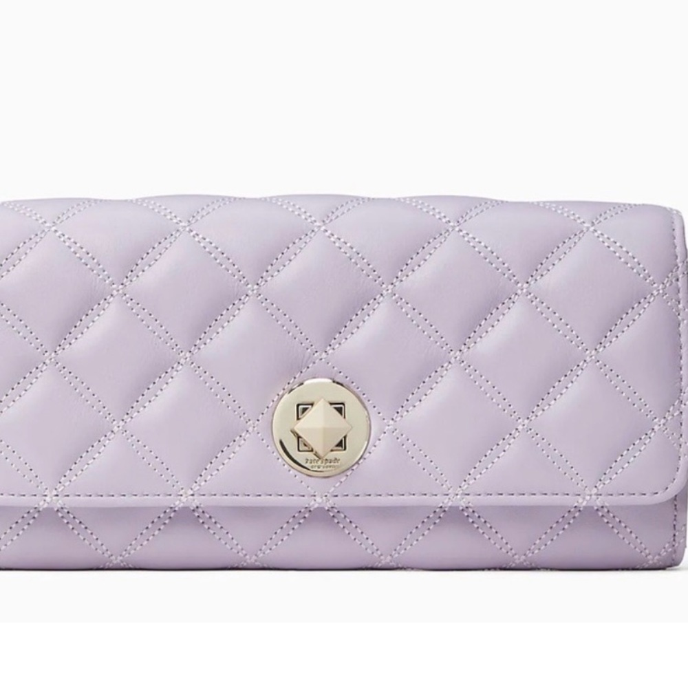 Kate Spade Natalia Quilted Flap Large Continental Wallet Lilac Frost